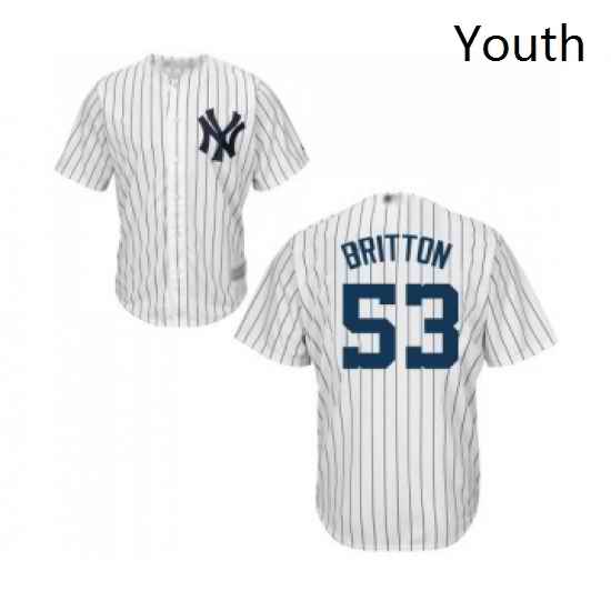 Youth New York Yankees 53 Zach Britton Authentic White Home Baseball Jersey